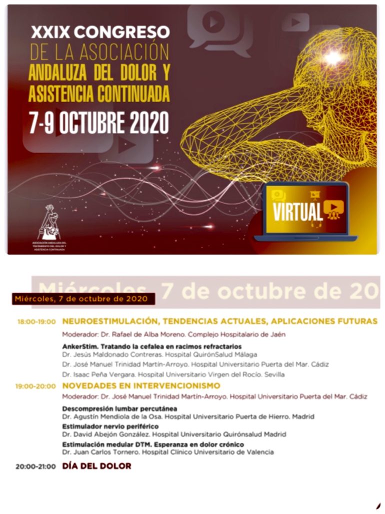 Ponente en el congreso de la  Asociación Andaluza del Dolor 2020
