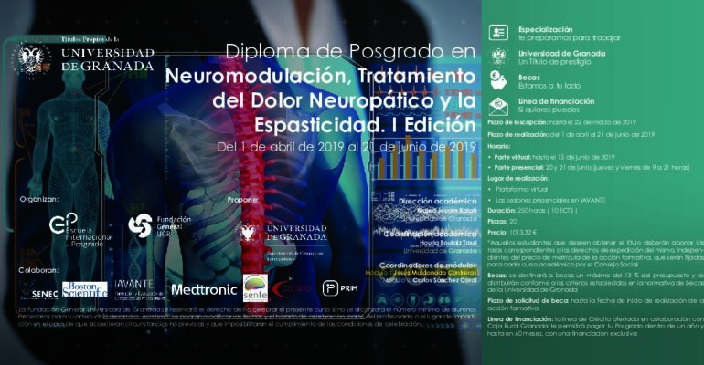Profesor del Diploma  de posgrado en Neuromodulación, Tratamiento del Dolor Neuropático y la Espasticidad. Universidad de Granada.