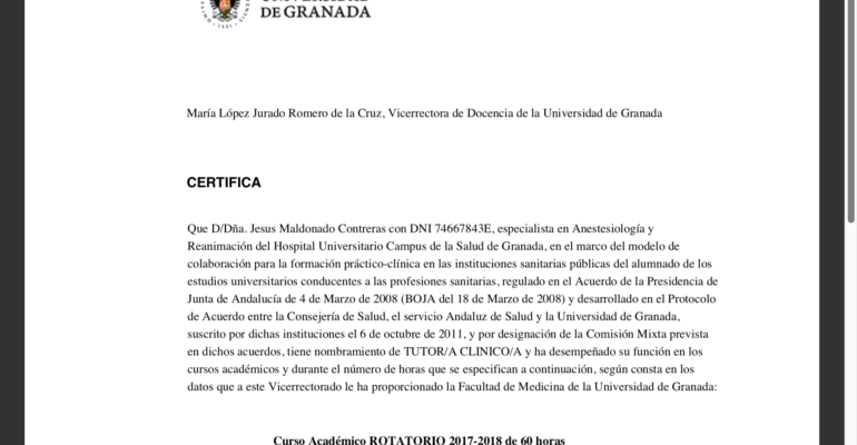 Tutor Clínico en Facultad de Medicina de Granada
