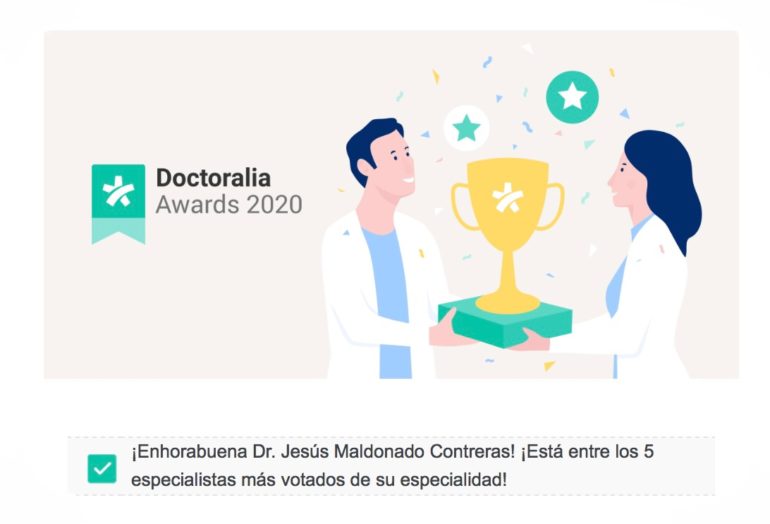 El Dr. Jesús Maldonado entre los 5 especialistas más votados en Doctoralia Awards España