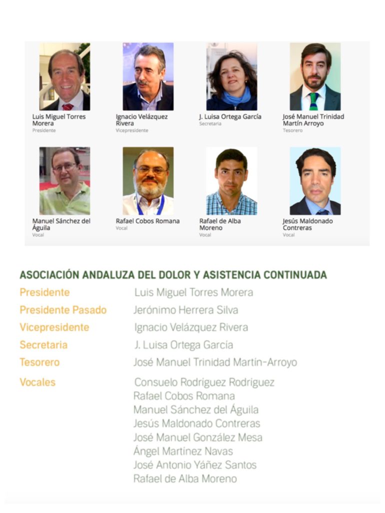 Vocal de la Junta Directiva de la Asociación Andaluza del Dolor durante los periodos  2014-2017 y 2017-2021